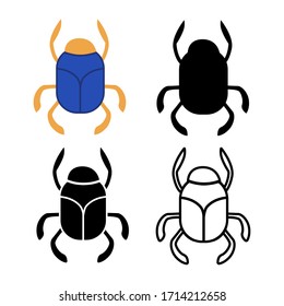 Scarab beetle in trendy flat style isolated on white background. Egyptian sacred bug. EPS 10.
