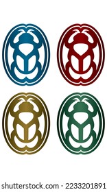 Scarab Beetle Vector Illustration. Scarab Creative Symbol Of Traditional Egyptian Culture And Mythology
