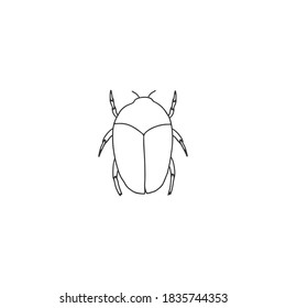 A scarab beetle. Vector minimal icon. Hand drawn illustration, insects. Graphics for branding and business identity.
