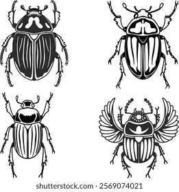  Scarab bundle line art and illustrator eps