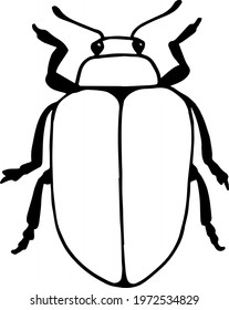 scarab, dung-beetle. Insect collection isolated on white. Vector illustration. set of illustrations. pests, beetles, insects, animals. black and white image 