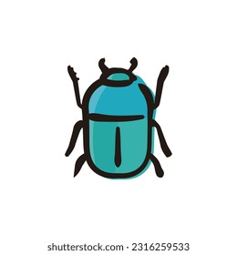 Scarab - Egypt icon (Hand-drawn line, colored version)