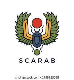 Scarab Egyptian Logo Vector Icon Illustration