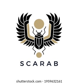 scarab egyptian logo vector icon illustration