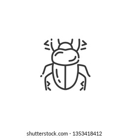 scarab flat outline icon of Egypt, concept silhouette in linear design, vector illustration