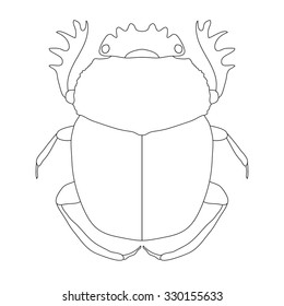 scarab. Geotrupidae dor-beetle . Sketch of dor-beetle. dor-beetle scarab isolated on white background. dor-beetle scarab Design for coloring book.  hand-drawn scarab,  dor-beetle. Vector illustration svg