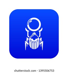 Scarab icon blue vector isolated on white background