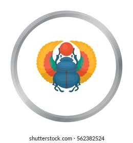 Scarab icon in cartoon style isolated on white background. Ancient Egypt symbol stock vector illustration.