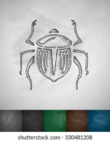 scarab icon. Hand drawn vector illustration. Chalkboard Design