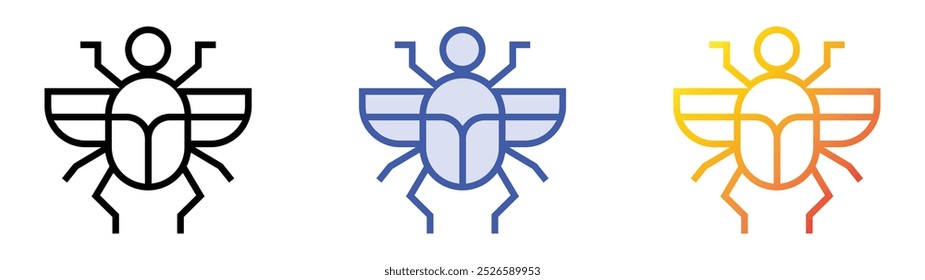 scarab icon. Linear, Blue Fill and Gradient Style Design Isolated On White Background