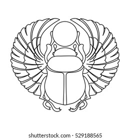 Scarab icon in outline style isolated on white background. Ancient Egypt symbol stock vector illustration.