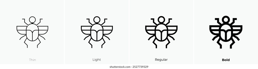 scarab icon. Thin, Light Regular And Bold style design isolated on white background