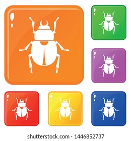 Scarab icons set collection vector 6 color isolated on white background