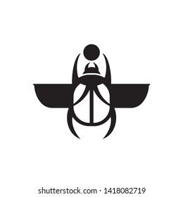 Scarab Logo. Scarabeus Insect Logo. Vector drawing icon of Egyptian scarab beetle