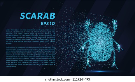 The scarab of the particles. The scarab is made up of little circles and dots