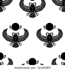 Scarab silhouette vector seamless pattern illustration clip art