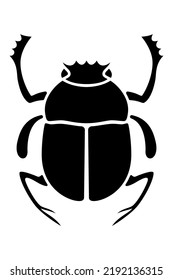 Scarab symbol, amulet and seal in ancient Egypt. God Ra is seen to roll the sun across the sky each day, transforming bodies and souls. The dung beetles reflect this cycle by rolling dung into a ball.