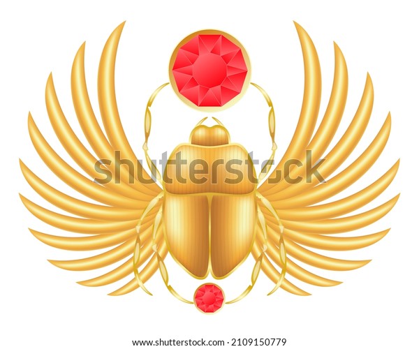 scarab symbol of ancient egypt vector\
illustration isolated on white\
background