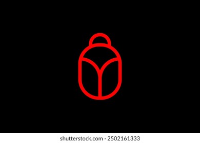 Scarab symbol design vector illustration in black background.