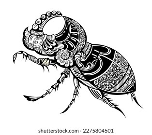 Scarab  vector illustration. Scarab creative symbol of traditional Egyptian culture and mythology outline style. Good for magic logo emblem or poster decoration