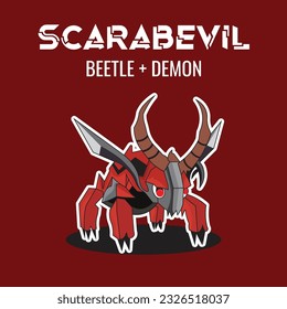 Scarabevil adalah perpaduan antara kumbang dengan iblis dari game animash, saya buat menjadi sebuah vektor yang lucu