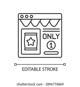 Scarcity marketing linear icon. Model that capitalises on a customers fear of missing out. Thin line customizable illustration. Contour symbol. Vector isolated outline drawing. Editable stroke