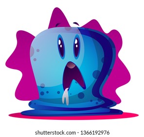 Scard blue cartoon monster vector illustartion on white background