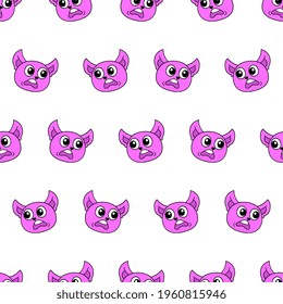 scare cat face seamless pattern textile print. Great for summer vintage fabric, scrapbooking, wallpaper, giftwrap. repeat pattern background design