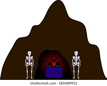 Scare Cave Icon. Editable Outline With Color Fill Design. Vector Illustration.