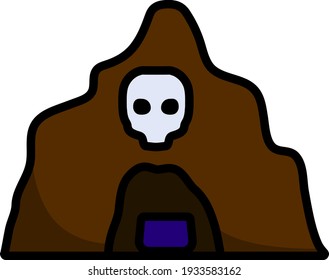 Scare Cave Icon. Editable Outline With Color Fill Design. Vector Illustration.
