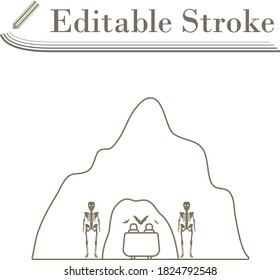 Scare Cave Icon. Editable Stroke Simple Design. Vector Illustration.