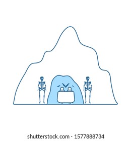 Scare Cave Icon. Thin Line With Blue Fill Design. Vector Illustration.