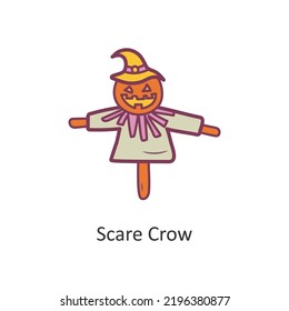 Scare Crow Vector Filled Outline Icon Design Illustration. Halloween Symbol On White Background EPS 10 File