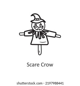 Scare Crow Vector Outline Icon Design Illustration. Halloween Symbol On White Background EPS 10 File