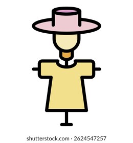 Scarecrow from birds icon. Outline scarecrow from birds vector icon color flat isolated