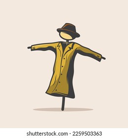 scarecrow cartoon character , vector illustration