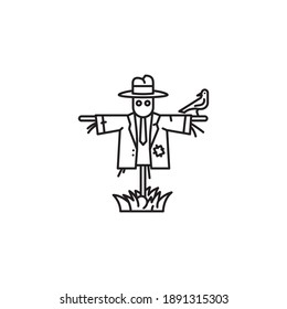 Escarecrow con el icono de la línea vectorial de cuerdas.