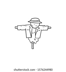 Scarecrow doodle icon vector hand drawing