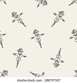 scarecrow doodle seamless pattern background