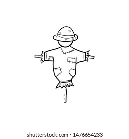 Scarecrow doodle vector icon hand drawing 