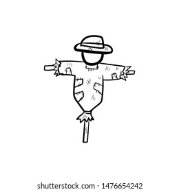 Scarecrow doodle vector icon hand drawing 