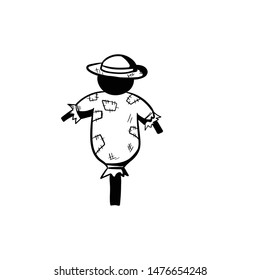 Scarecrow doodle vector icon hand drawing 