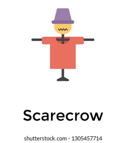 Scarecrow for farms in a flat icon design 