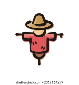 Scarecrow - Festa Junina icon (Hand-drawn line, colored version)