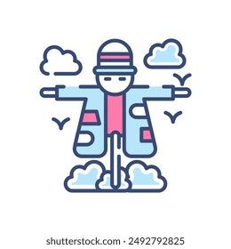 Scarecrow Filled Color Icon, Vector illustration