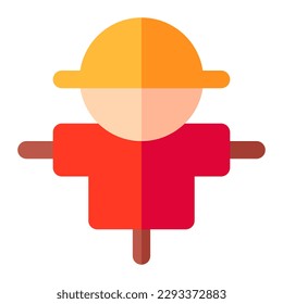 Scarecrow in flat icon. Farming, spring, summer