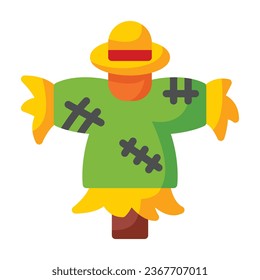 Icono plano de espantapájaros. Perfecto para diseño gráfico, móvil, interfaz de usuario y obras maestras web