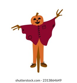 Ilustración vectorial plana de espantapájaros. Imagen aislada sobre fondo blanco.