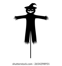 espantalho com cabeça de abóbora engraçada para o dia das bruxas, macaco assustador o lanterna no espantalho, mão desenhar sorriso fantasma lanterna assombrado com chapéu ilustração 
