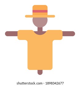 scarecrow garden in autumn using soft color and flat style